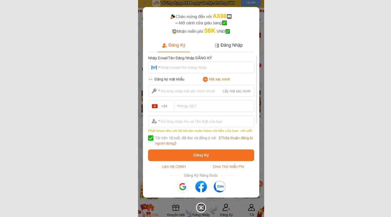 Bước tiếp theo là nhập mã xác minh đăng ký, chỉ cần thực hiện làn lượt theo thao tác là xong